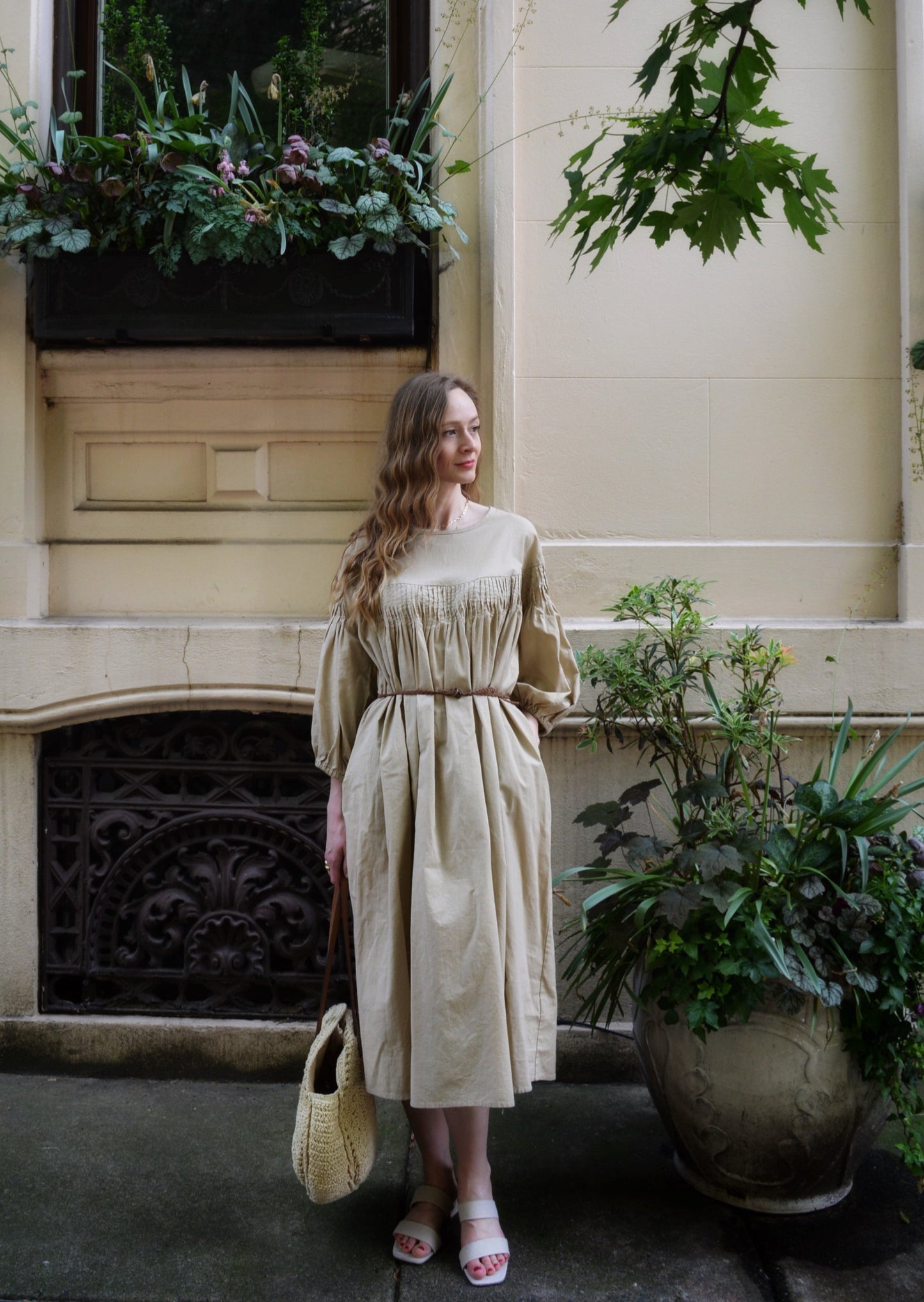 Oversize Dress Linen&Cotton in Matte Beige Moon Mountain Oversize Dress Linen&Cotton in Matte Beige Moon Mountain