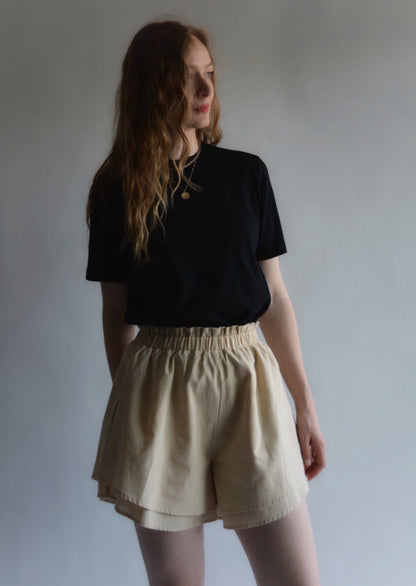 Cotton Shorts in Beige color