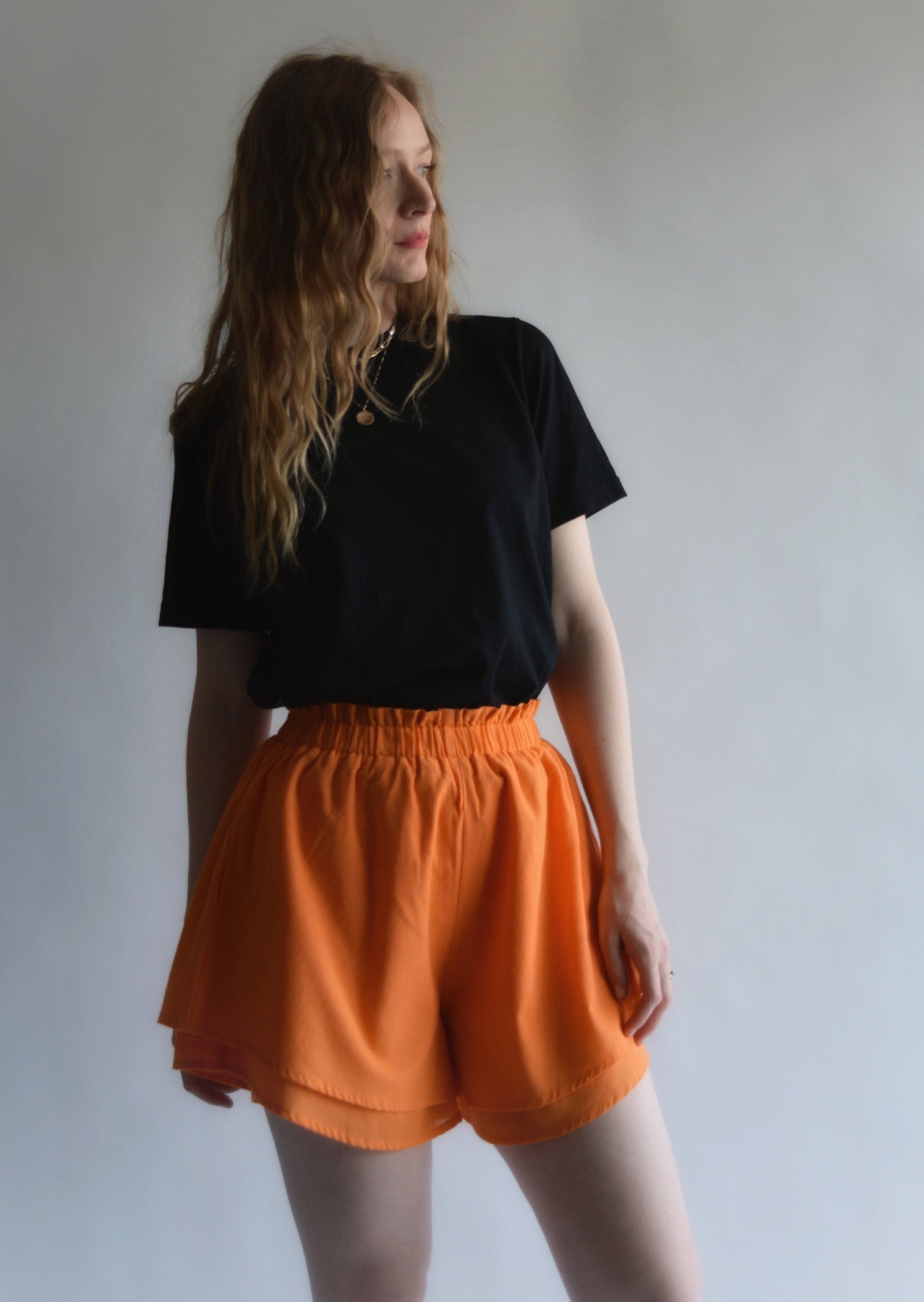 Cotton Shorts in Tangerine color