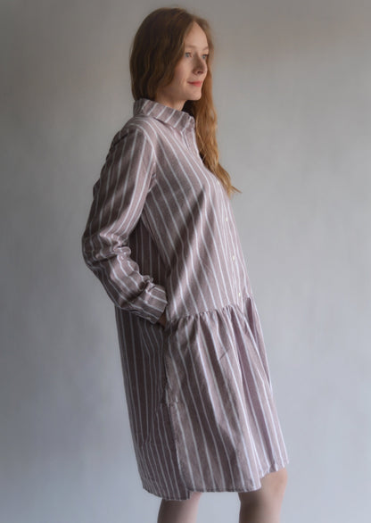 Powdered Lilac Striped Delight Dress
