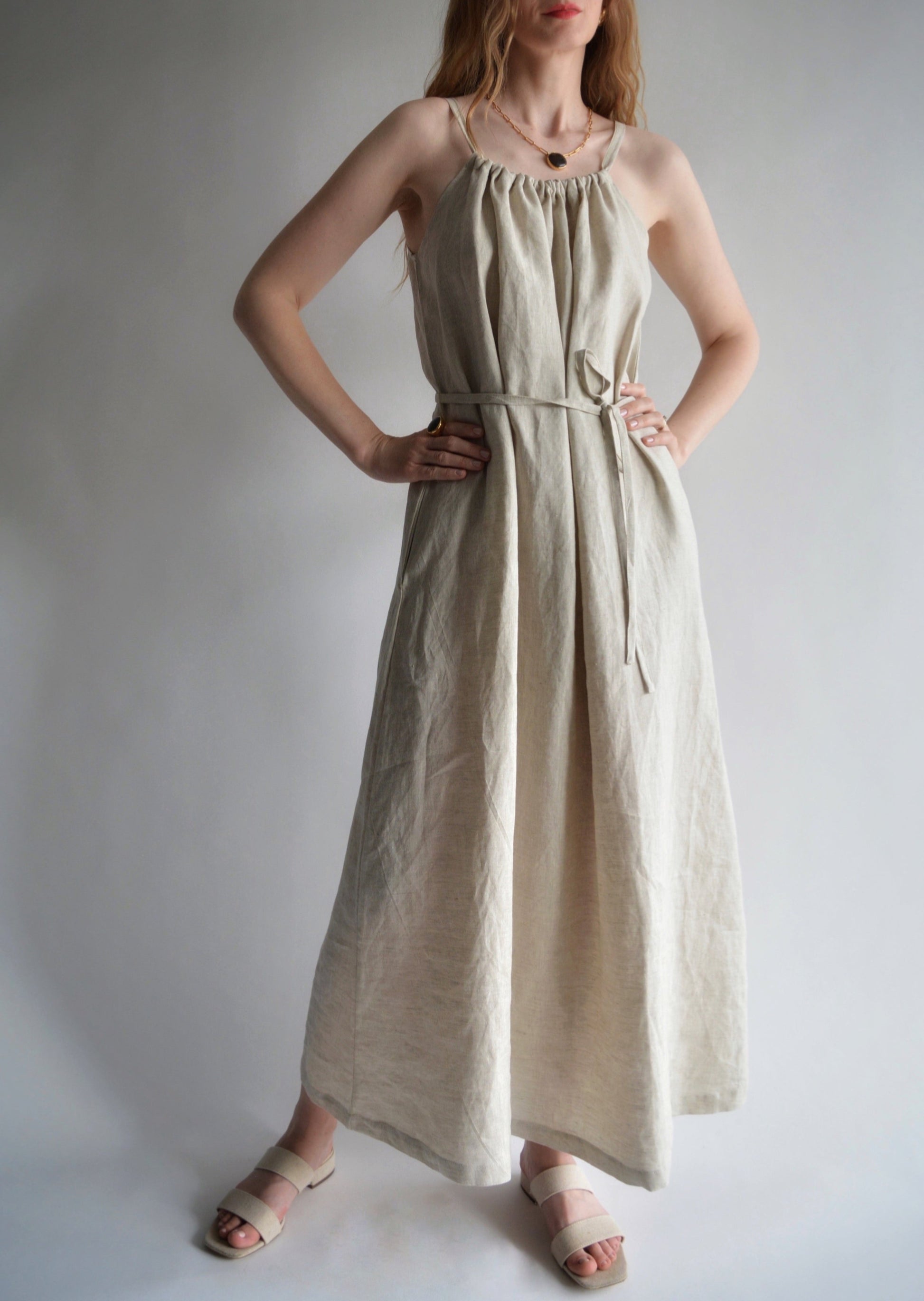 linen dress oversized Oversized Linen Dress GRETA in Bluebonnet Checks OffOn