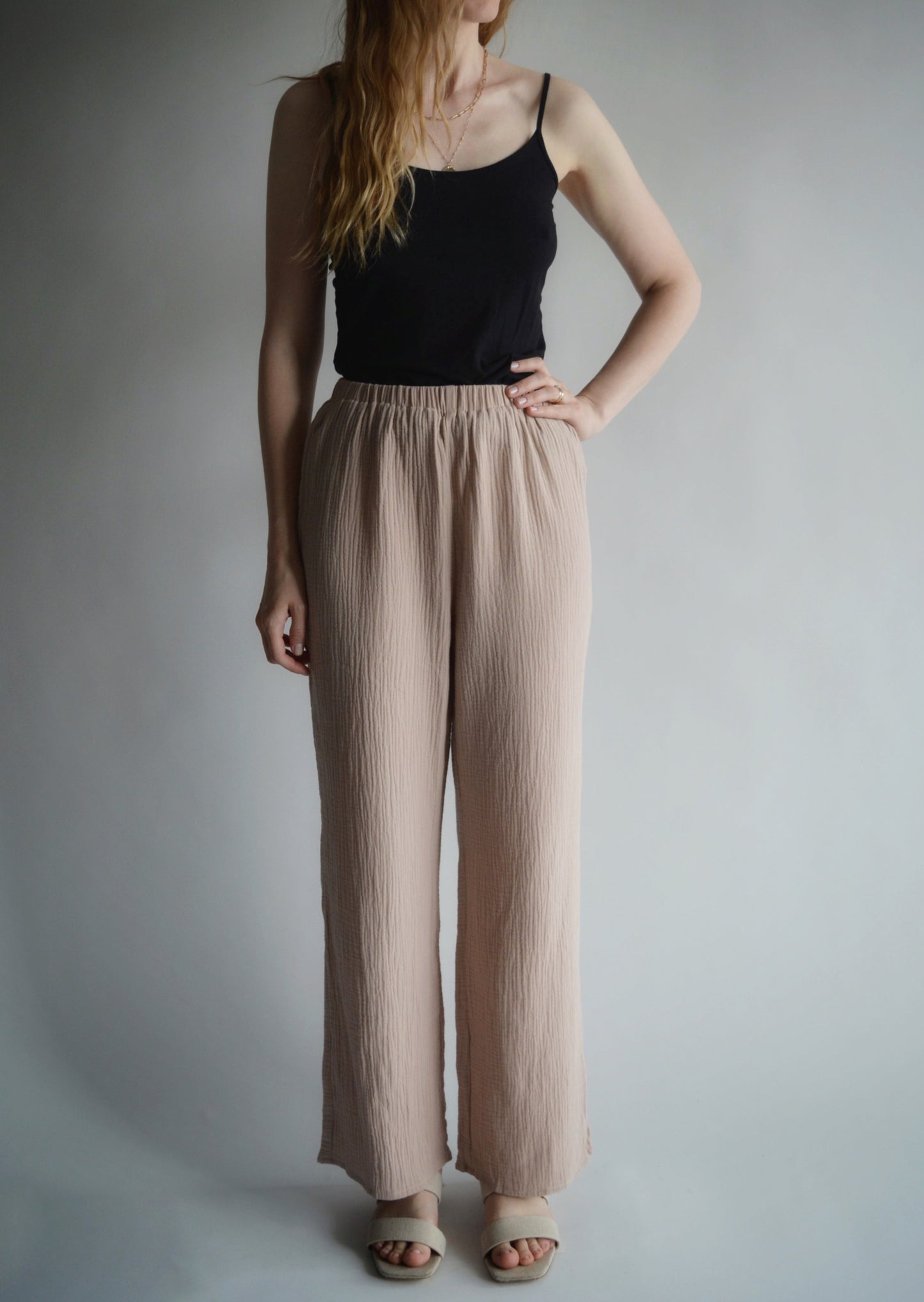 Cotton Pants in Sandy Beige color