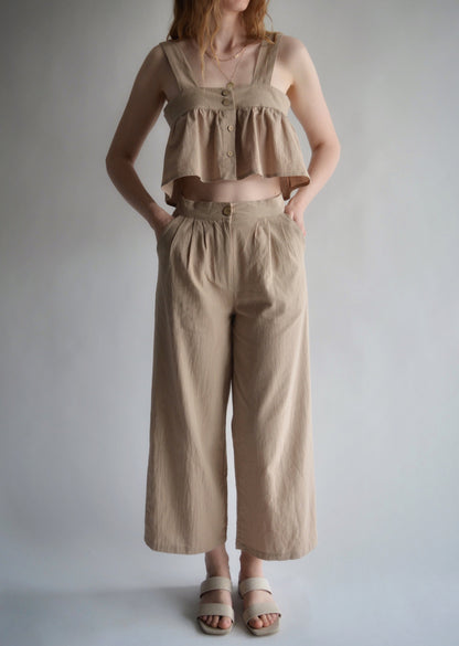 Two-Piece Set: Tank and Pants in Iced Latte (beige)color