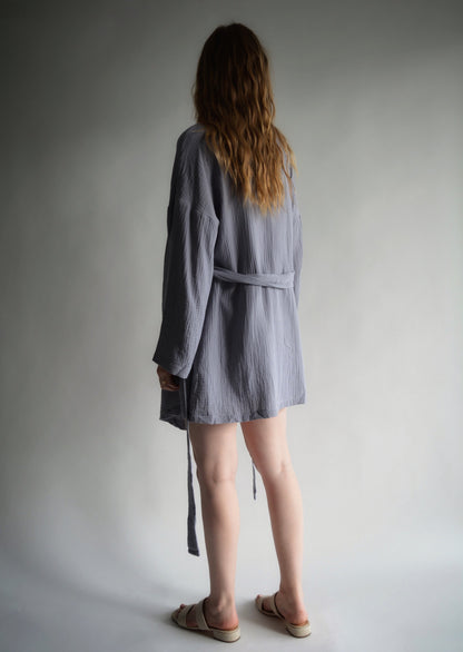 Cotton Muslin Robe in Smokey Amethyst color