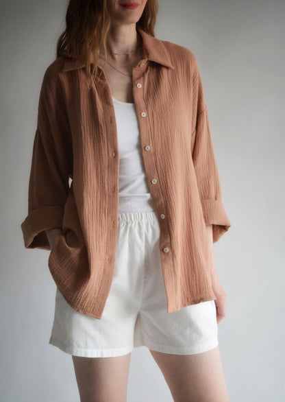 Cotton Muslin Shirt Blush Brown color
