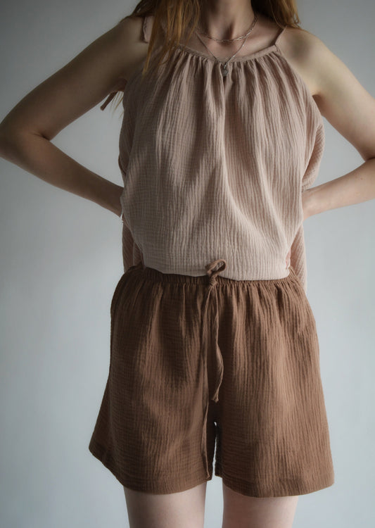 Cotton Shorts in Chestnut Elegance