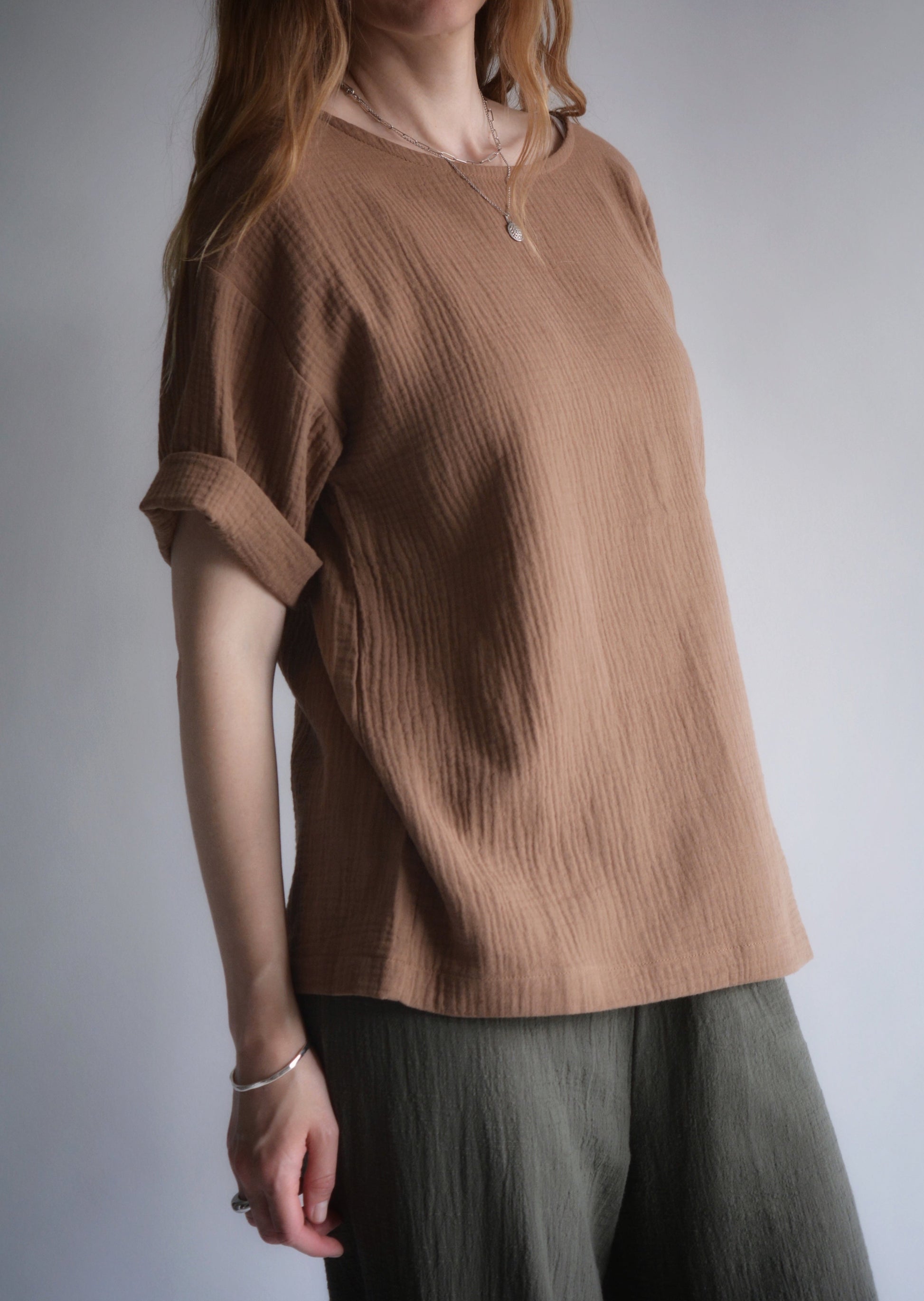 Cotton T-Shirt in Chestnut Elegance (Brown) color