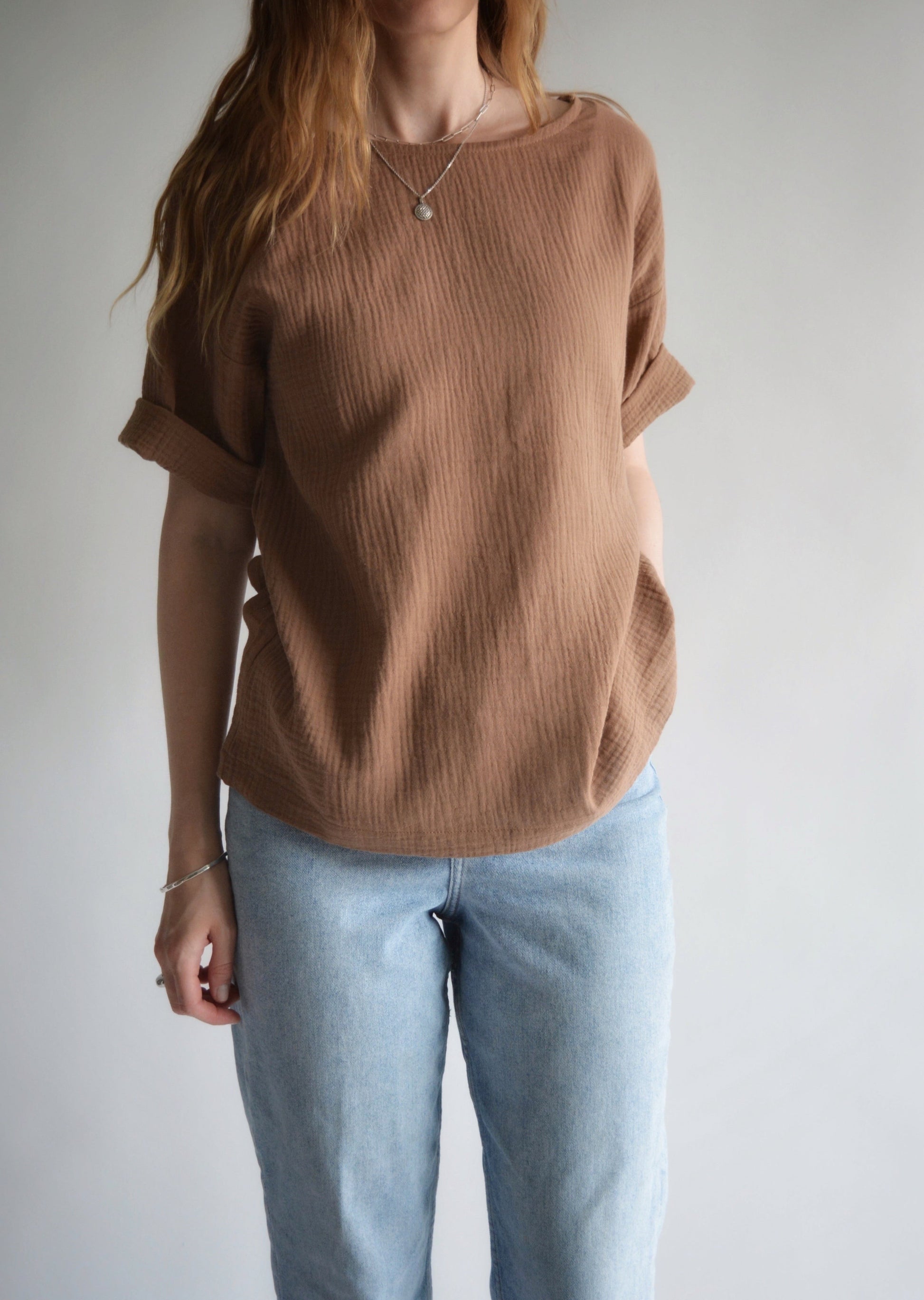 Cotton T-Shirt in Chestnut Elegance (Brown) color