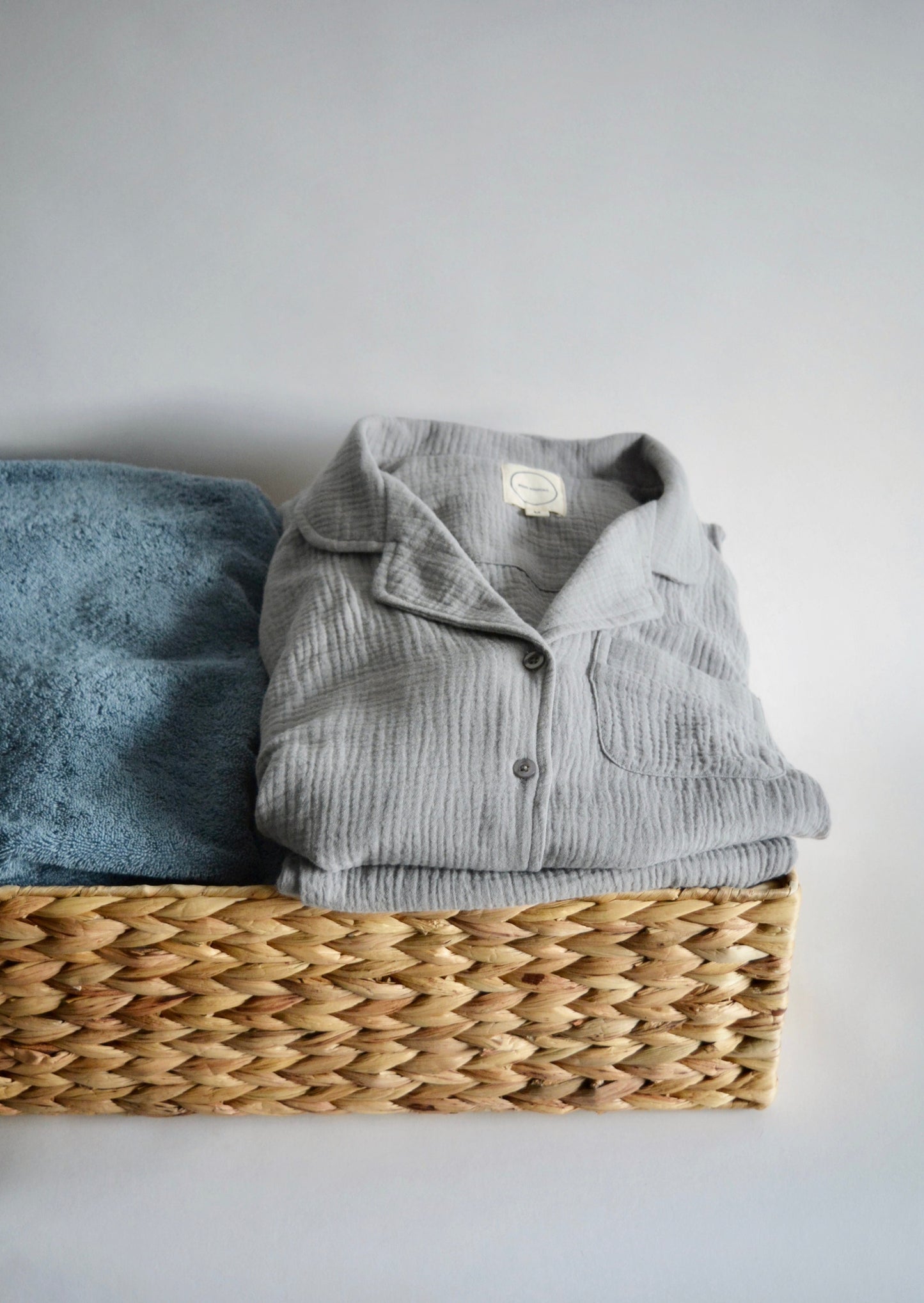 Cotton Muslin double gauze Sleepwear Set pajama set in grey color