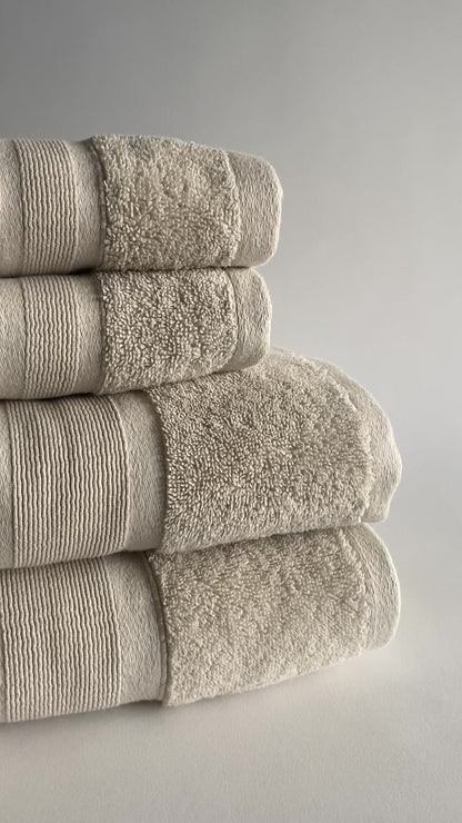 Combed Turkish Cotton Towel Set in Ivory color