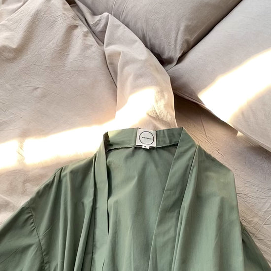 Cotton Robe in green color