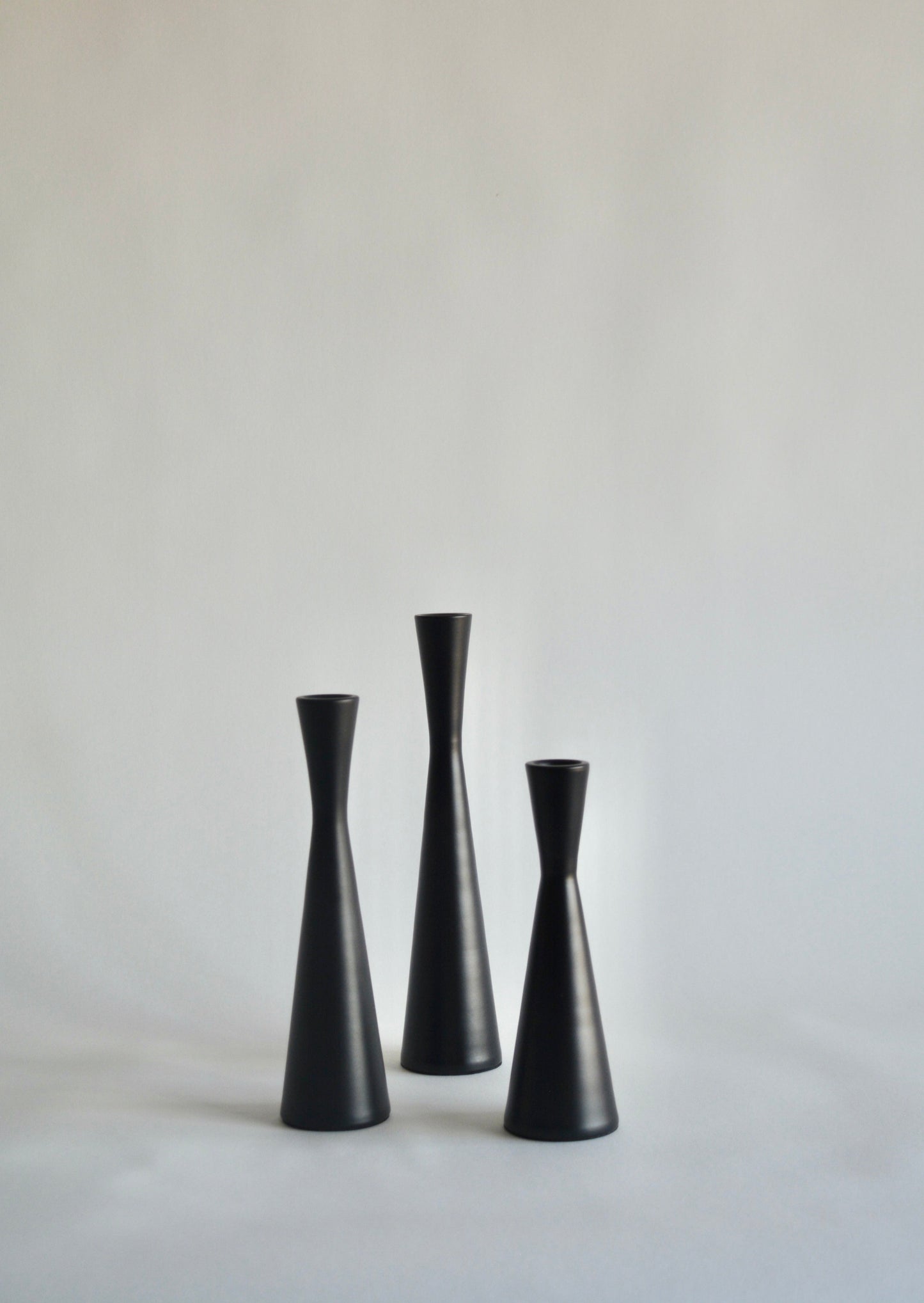 Metal Candlestick, set of 3, black