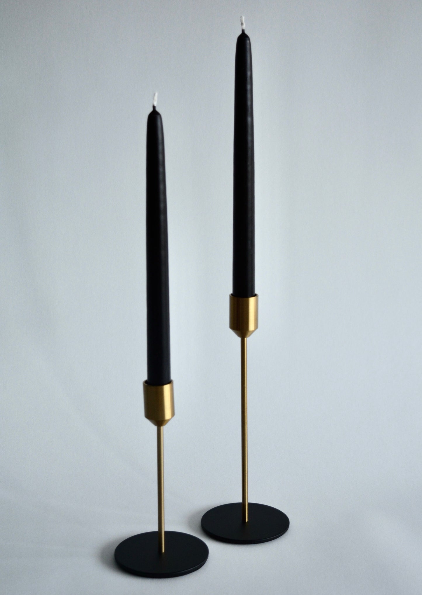 Metal Candlestick, set of 2, black&gold
