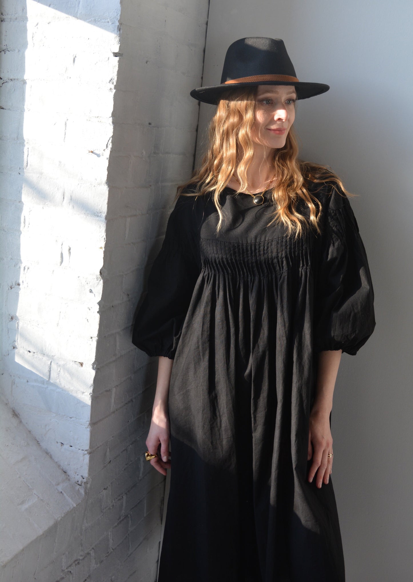 Oversize Dress Linen&Cotton in Matte Black