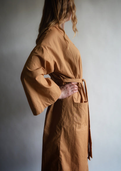 Cotton Robe in brown color