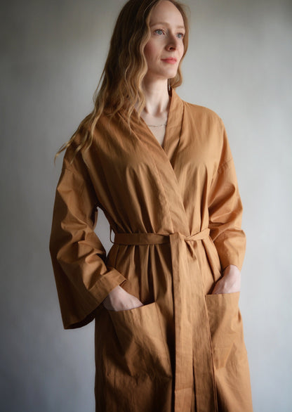 Cotton Robe in brown color