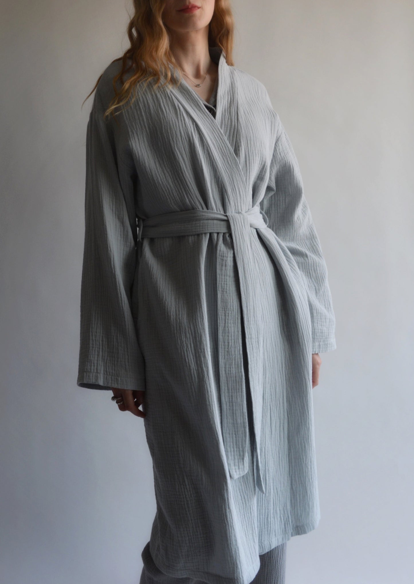 silk cotton robe - greige
